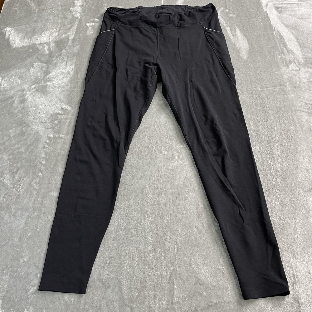 Patagonia Leggings Womens Large Black Ankle Reflective Pockets Running Athletic